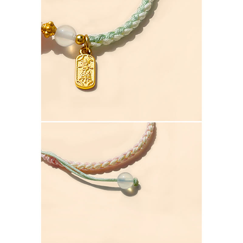 Pulsera trenzada hecha a mano con hebilla de la paz y ágata de la paz y la alegría de las Buddha Stones