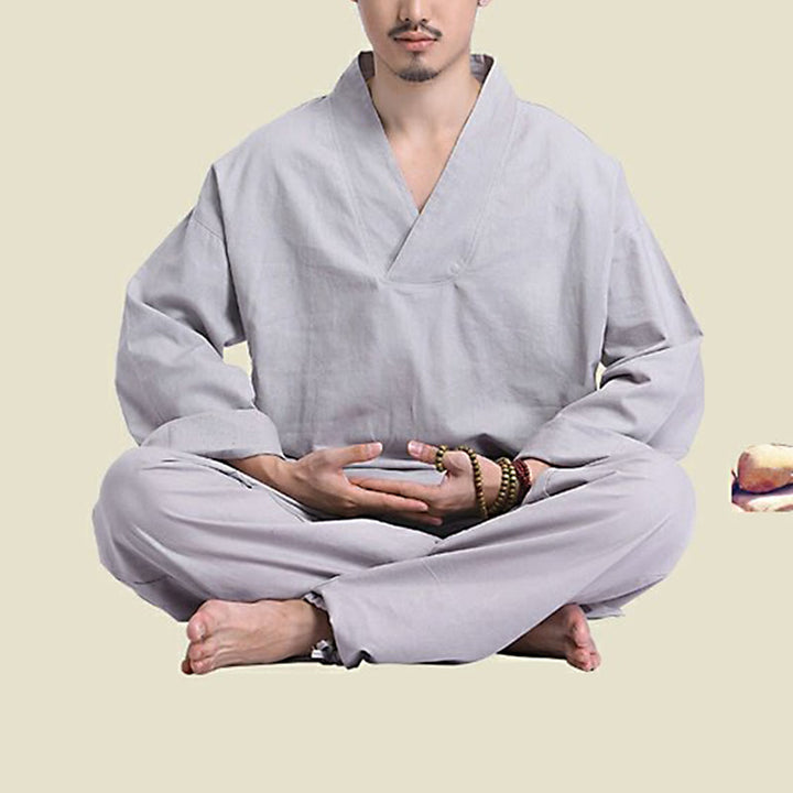 Conjunto de ropa de Yoga para hombre, diseño con cuello en V , Buddha Stones, meditación, oración, espiritual, Zen, lino y algodón - image 11