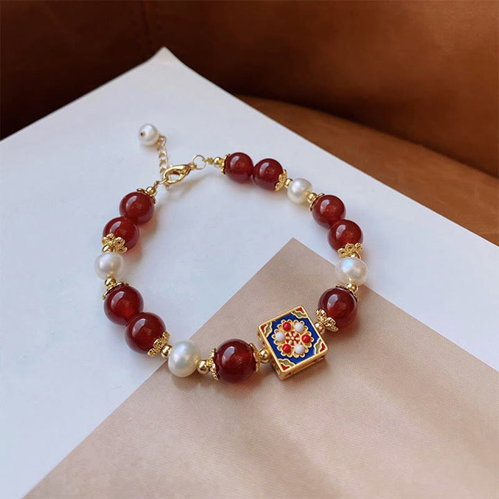 Pulsera Autoaceptación Confianza Perla Ágata Roja Buddha Stones