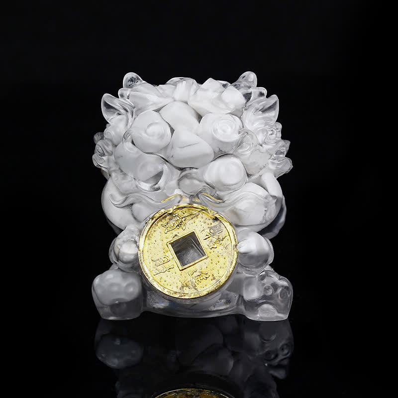 Buddha Stones hechas a mano, moneda de oro PiXiu, cristal Fengshui, energía, fortuna, decoración del hogar - Turquesa blanca - image 19