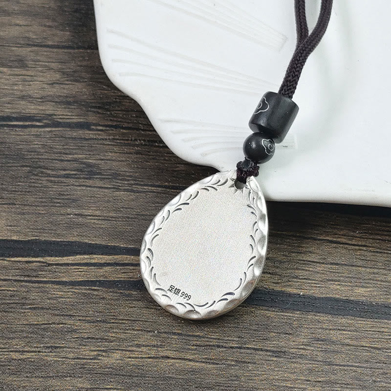 Buddha Stones Vintage Plata de Ley 999 Yin Yang Bagua diseño de gota de agua equilibrio armonía collar colgante - image 3