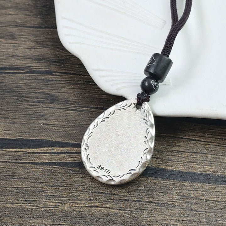 Buddha Stones Vintage Plata de Ley 999 Yin Yang Bagua diseño de gota de agua equilibrio armonía collar colgante - image 3
