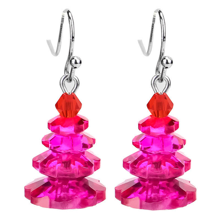 Pendientes colgantes curativos de paz con amatista y árbol de Navidad con varios cristales
