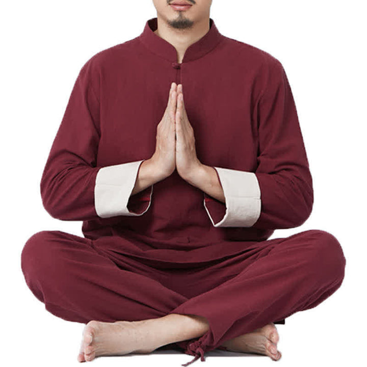 Conjunto de ropa de lino y algodón para hombre, meditación Zen espiritual, Buddha Stones, Yoga, práctica de oración