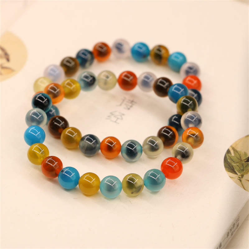 Pulsera colorida de cuentas de fuerza curativa de ágata de caramelo