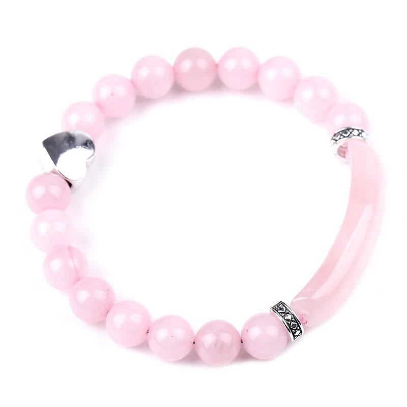 Pulsera de corazón unisex con cuentas de cristal natural