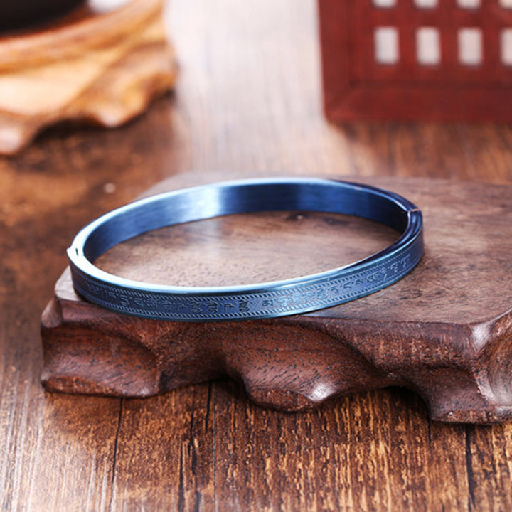 Brazalete de pulsera de bendición de acero titanio con Buddha Stones