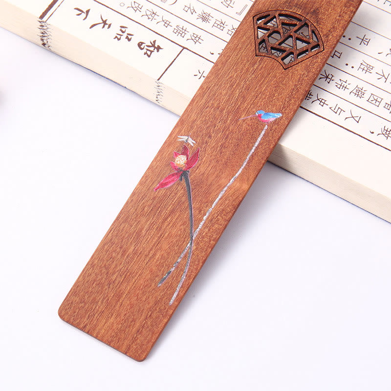 Buddha Stones, 4 Uds., cuatro estaciones, ciruela, orquídea, bambú, crisantemo, ópera de Pekín, marcapáginas de madera con caja de regalo