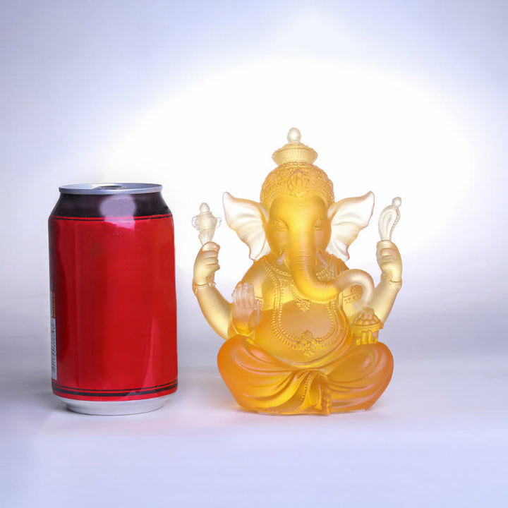 Buddha Stones hechas a mano, Ganesh Ganpati, estatuilla de elefante Liuli, pieza de arte con cristal, estatua de protección, decoración del hogar
