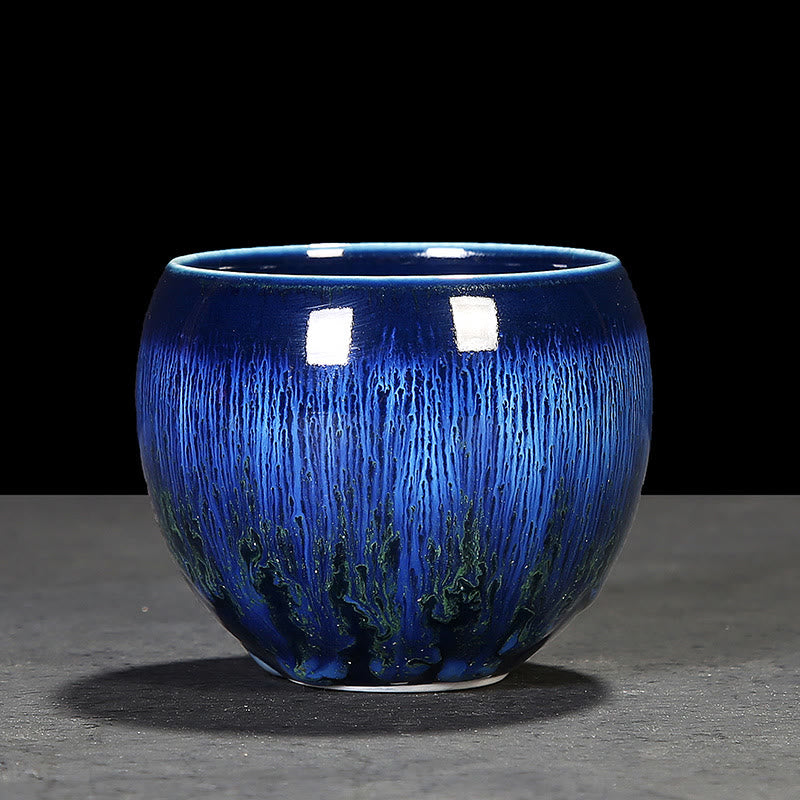 Taza de té de cerámica con cambio de horno de esmalte Jianzhan chino , Buddha Stones, taza de té Tenmoku Kung Fu