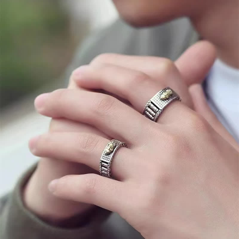 Anillo de pareja con Buddha Stones Lucky FengShui PiXiu, ruedas de oración de riqueza - image 1