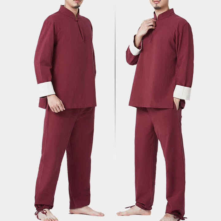 Conjunto de ropa de lino y algodón para hombre, meditación Zen espiritual, Buddha Stones, Yoga, práctica de oración