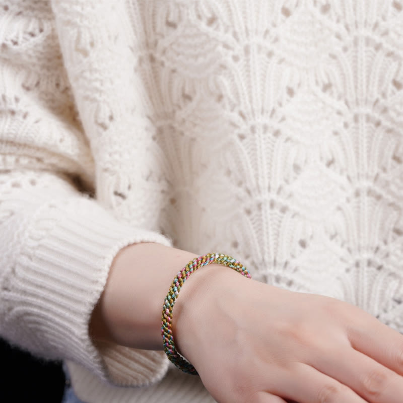Pulsera trenzada hecha a mano para niños y adultos con Buddha Stones, cuerda colorida, suerte