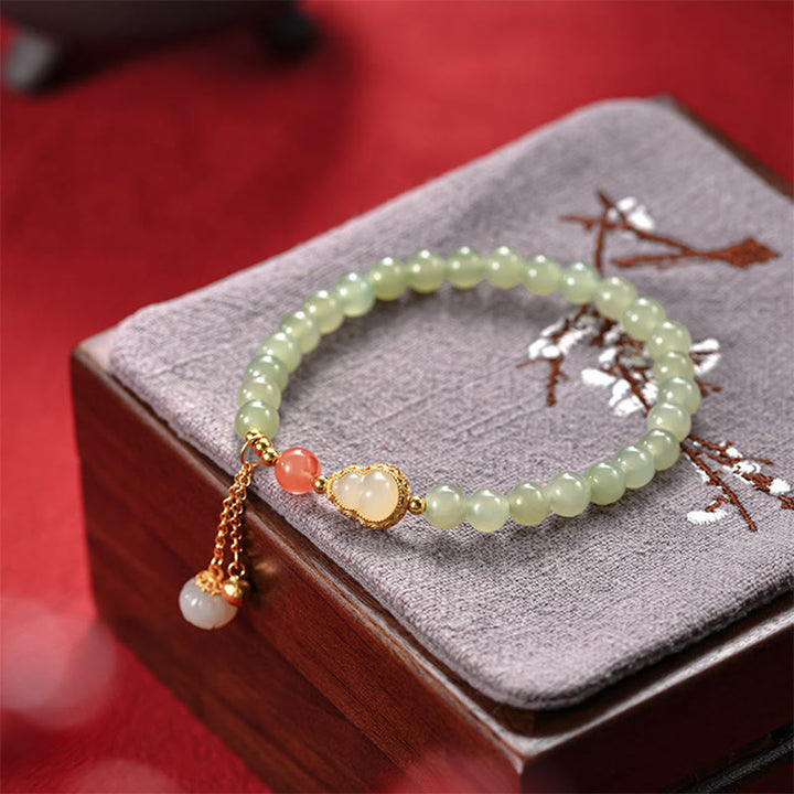 Pulsera de la suerte de la abundancia del loto de la calabaza del jade hetiano de plata de ley 925 - image 6