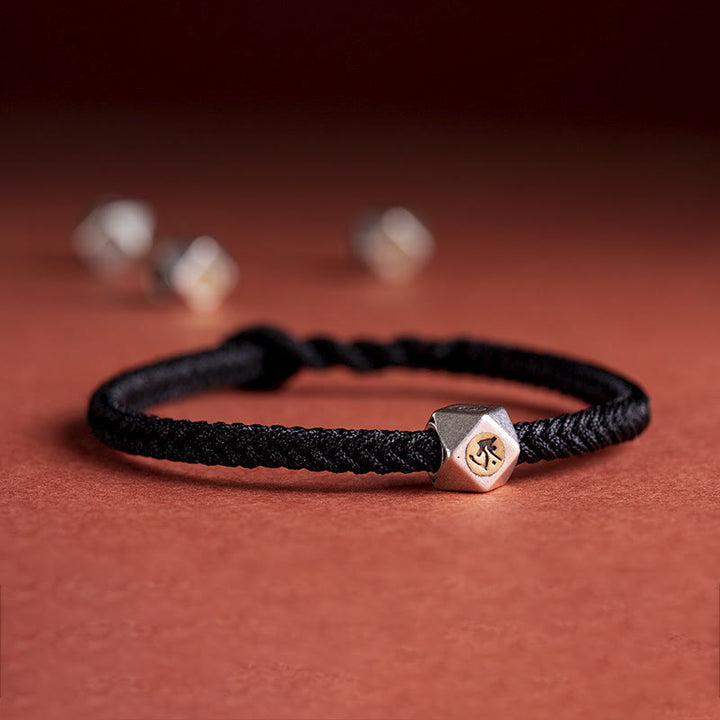 Pulsera de cuerda trenzada de protección de la suerte de Buda natal hecha a mano de plata de ley 925 con Buddha Stones
