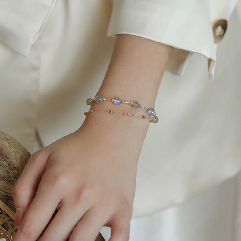 Pulsera de cadena con encanto positivo de piedra lunar