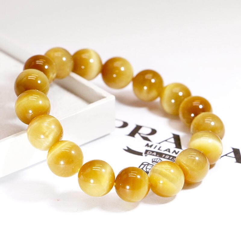 Pulsera de cuentas de ojo de tigre de cristal curativo de ansiedad y estrés con Buddha Stones