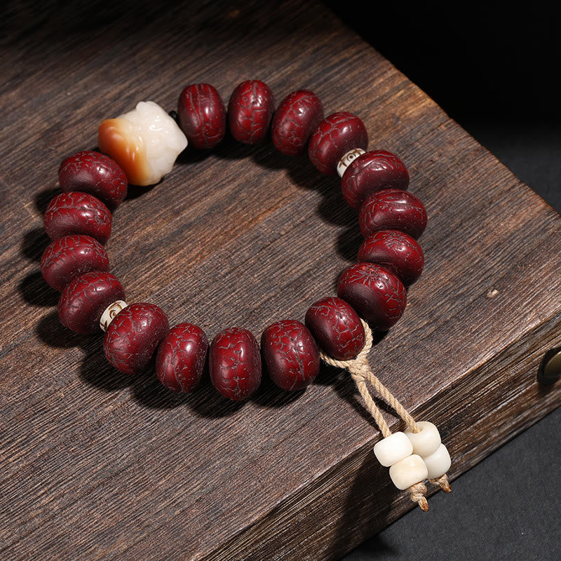 Buddha Stones Tíbet Bodhi Semilla Dzi Cuentas León Bailando Suerte Pulsera Muñeca Mala
