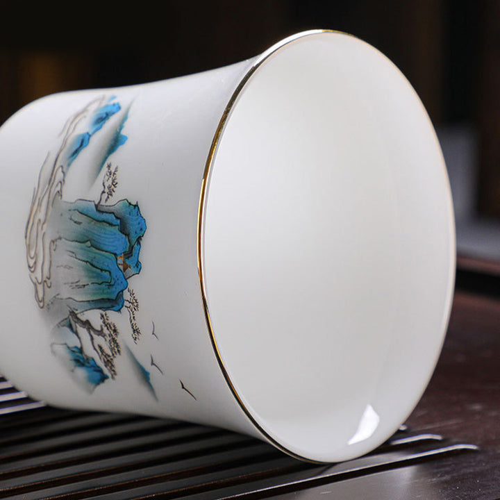 Taza de té de cerámica con diseño de árbol de ríos y montañas de piedras de Buddha Stones , taza de té de Kung Fu de 120ml