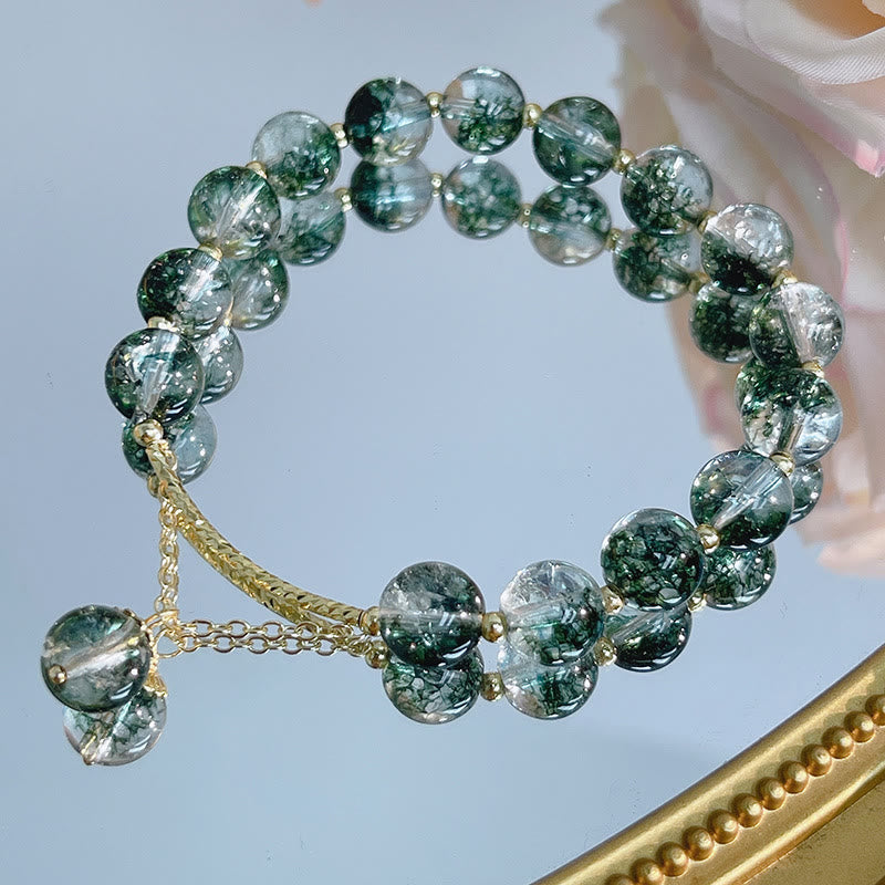 Pulsera con dije de confianza de cristal fantasma verde de Buddha Stones