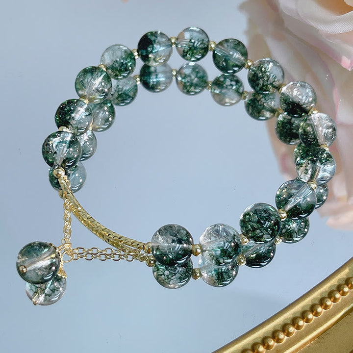 Pulsera con dije de confianza de cristal fantasma verde de Buddha Stones