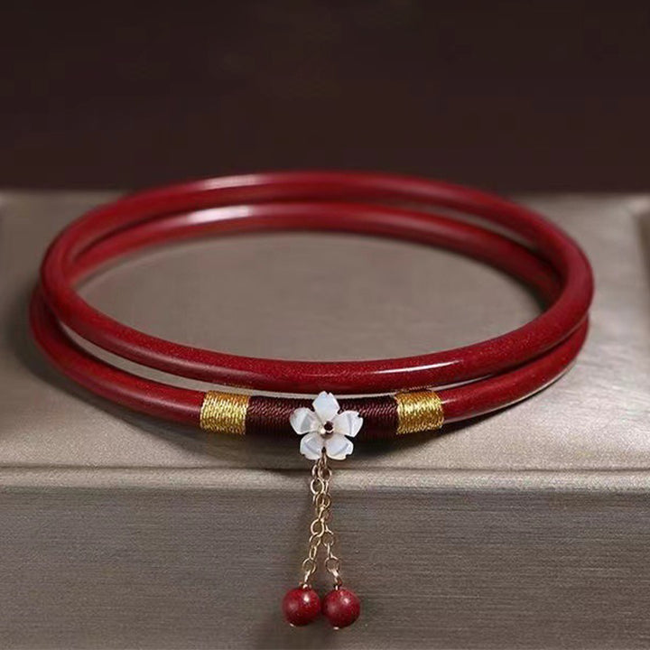Pulsera con dijes de bendición de flores de cinabrio, 2 uds., Buddha Stones