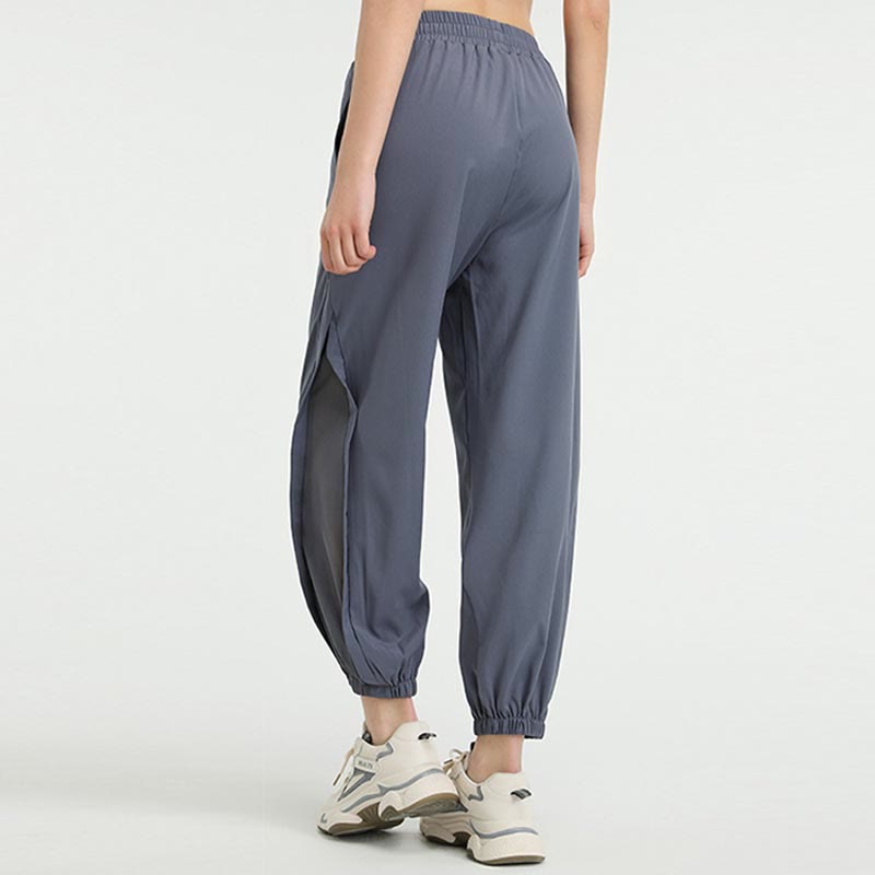 Pantalones deportivos de yoga sueltos de cintura alta con Buddha Stones y bolsillos