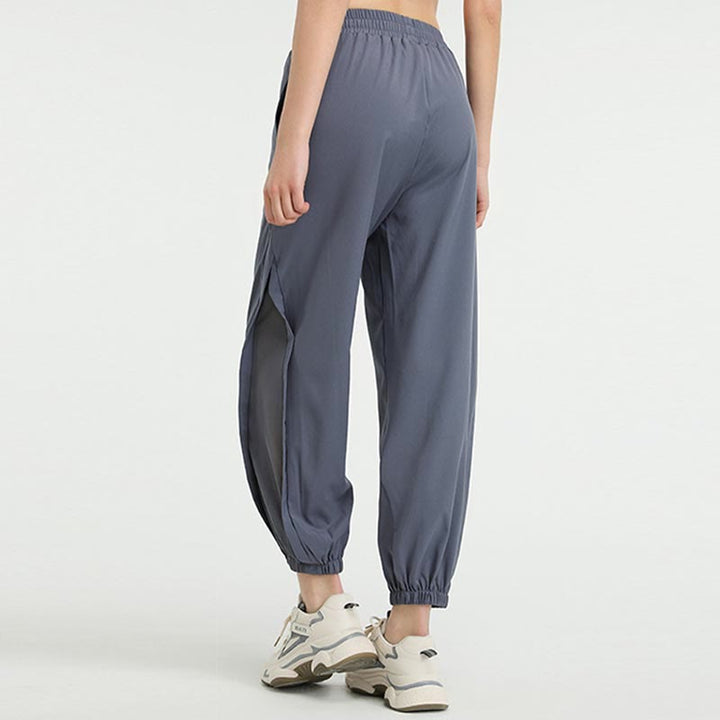 Pantalones deportivos de yoga sueltos de cintura alta con Buddha Stones y bolsillos