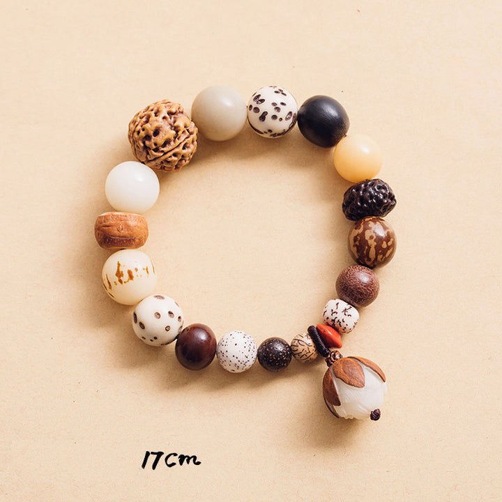 Pulsera Mala de muñeca de la paz de la sabiduría del loto de la semilla de Bodhi
