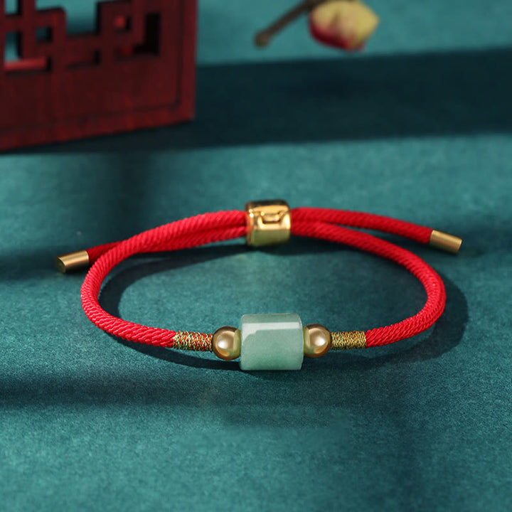 Pulsera de cuerda trenzada con protección de la suerte, malaquita, piedra roja, Aventurina verde hecha a mano, Buddha Stones del Tíbet
