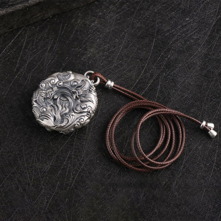 Collar con colgante de plata de ley 999 con Buddha Stones , nueve dragones jugando con una perla, protección de la suerte - image 6