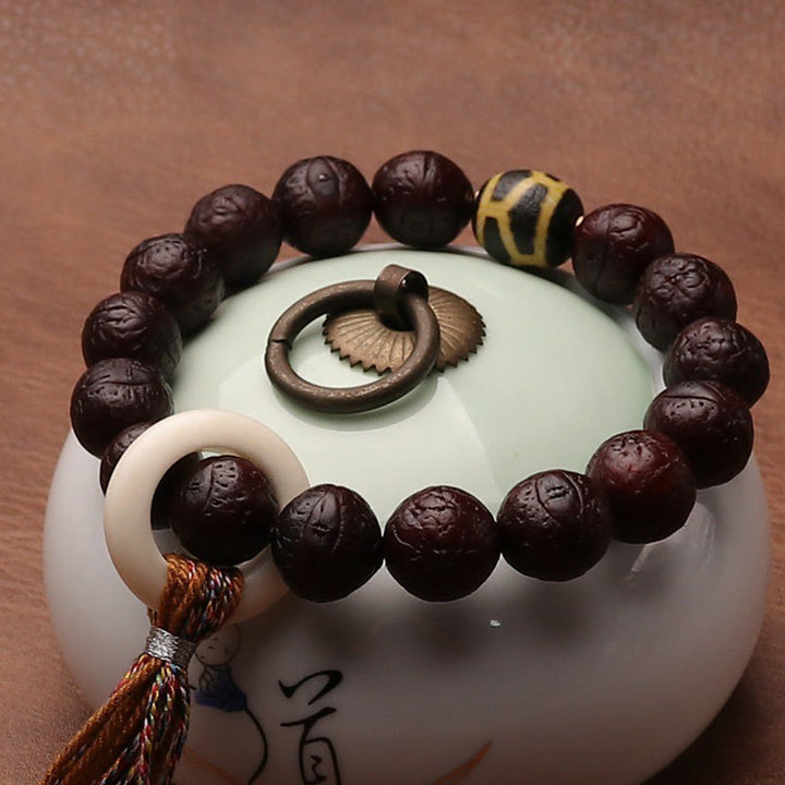 Cuenta de ágata de semilla de Bodhi tibetana, abalorio de borla de suerte y riqueza, Mala para muñeca