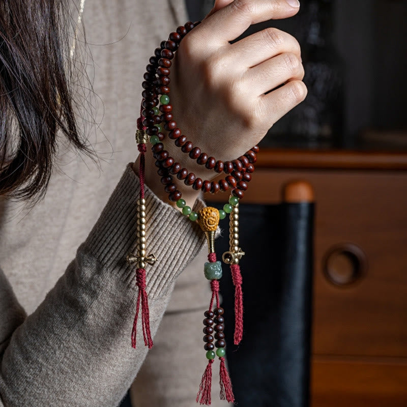 Buddha Stones naturales del Tíbet 108 cuentas de Mala semilla de Bodhi púrpura Hetian cian Jade cobre Dorje pulsera de la paz