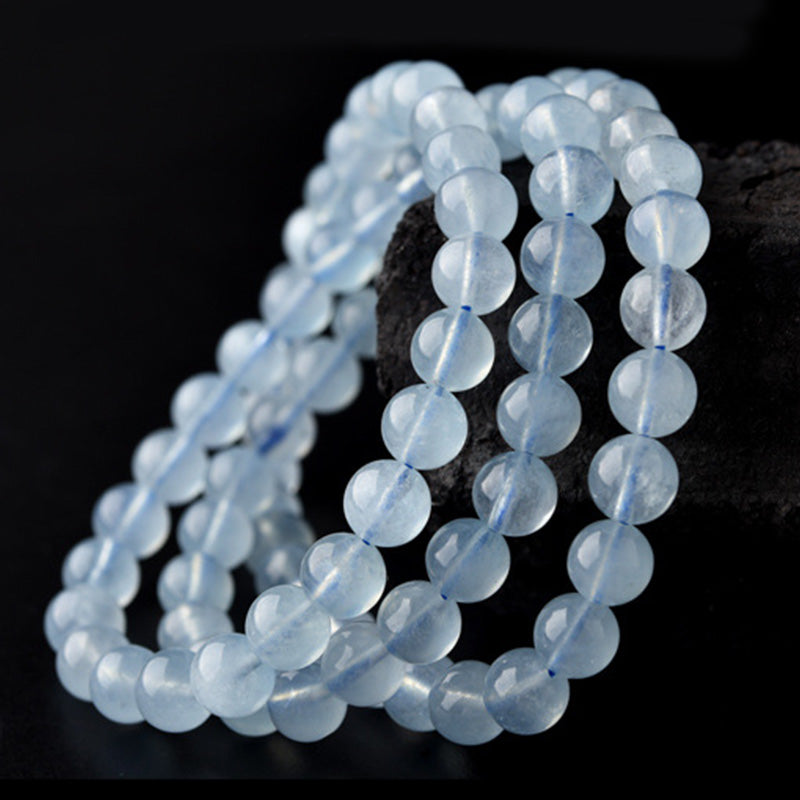 Pulsera curativa de la paz con aguamarina natural de Buddha Stones