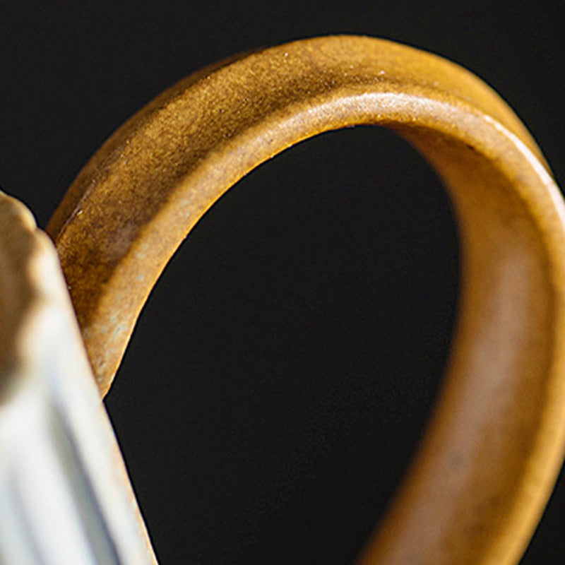 Taza de café de cerámica con cambio de horno a rayas Retro de Buddha Stones, taza de café y té de cerámica rugosa con platillo de 250ml