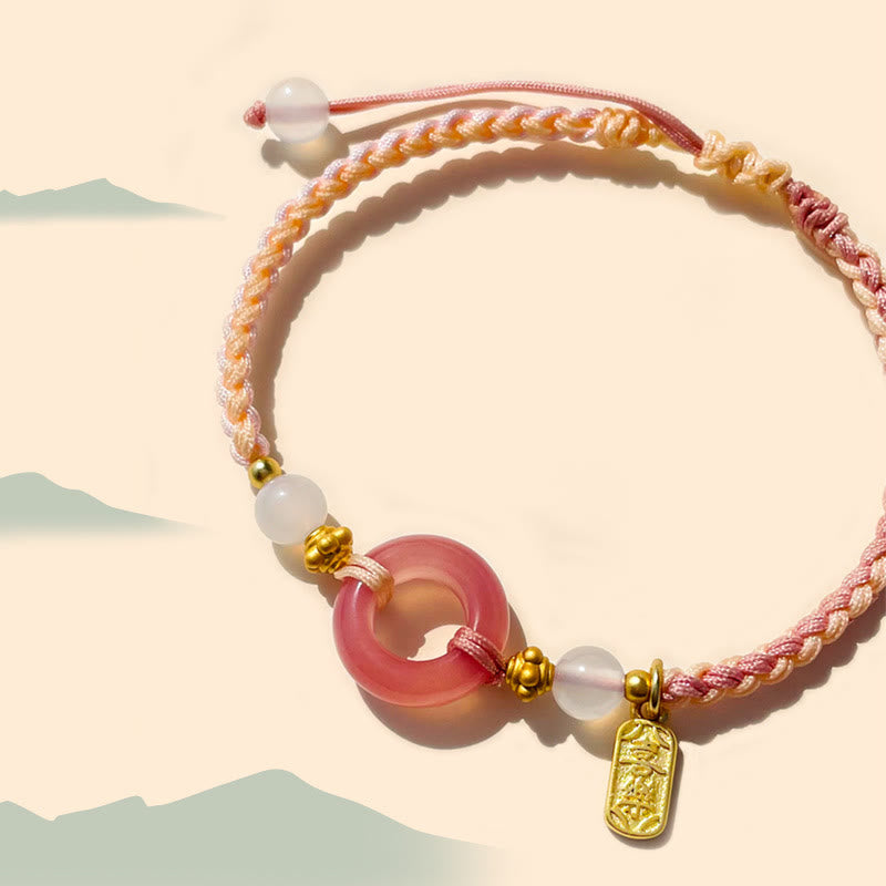 Pulsera trenzada hecha a mano con hebilla de la paz y ágata de la paz y la alegría de las Buddha Stones