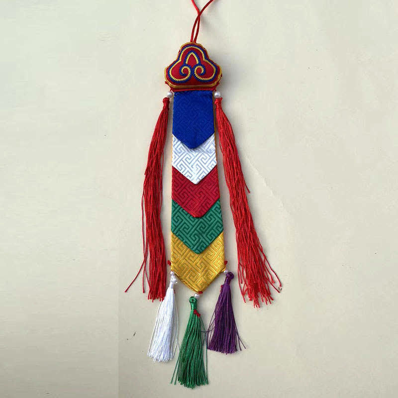 Flor de loto Ocho símbolos auspiciosos Meditación Iluminación Borlas coloridas Arte de pared