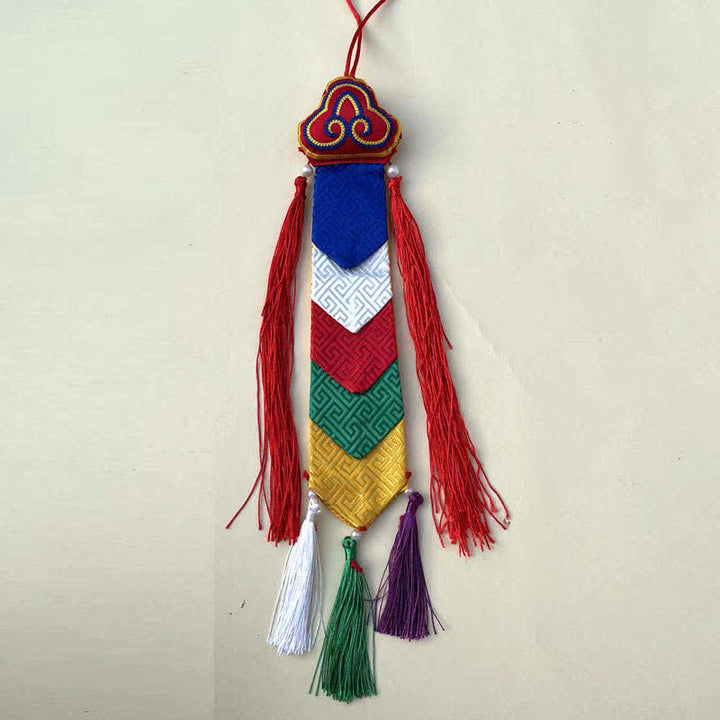 Flor de loto Ocho símbolos auspiciosos Meditación Iluminación Borlas coloridas Arte de pared