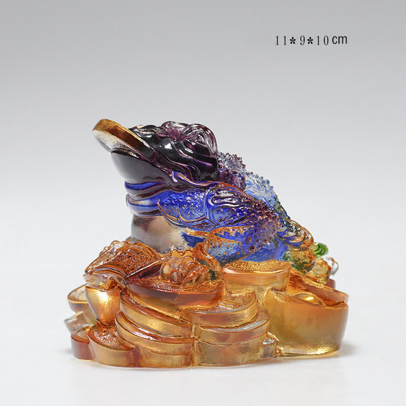 Feng Shui Rana hecha a mano Liuli Crystal Art Piece Riqueza Decoración de la Oficina del Hogar - 11*9*10 cm - image 4