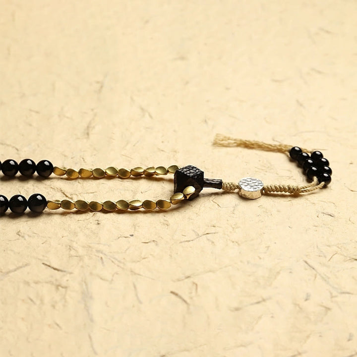 Pulsera de protección de cuentas Dzi de tres ojos de ónix negro con cuentas tibetanas de 108 Mala