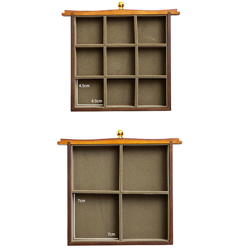 Caja de almacenamiento de joyería de madera de gran capacidad Vintage con Buddha Stones con espejo