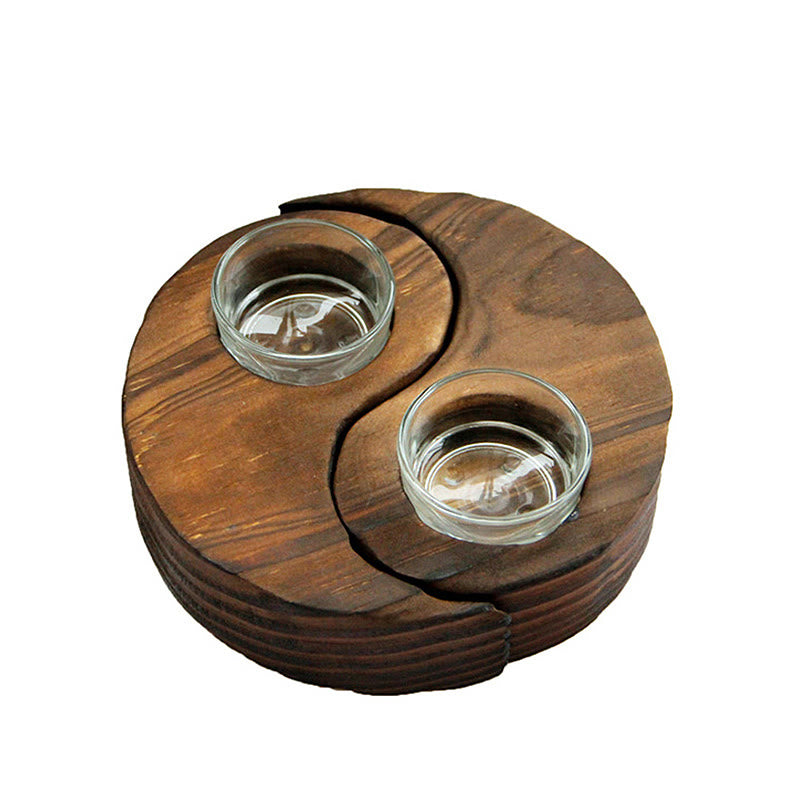Portavelas de madera Yin Yang, artículos de uso para rituales de meditación