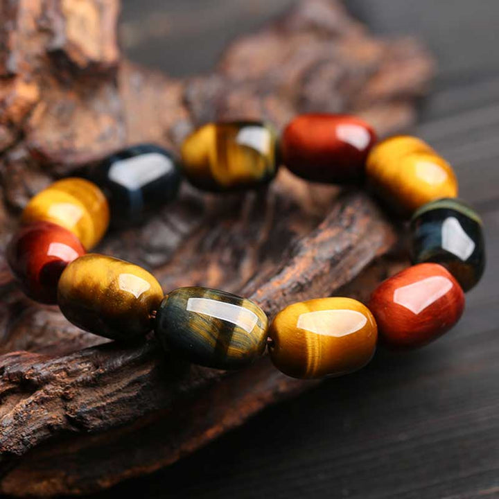 Pulsera de protección curativa de ojo de tigre natural con Buddha Stones