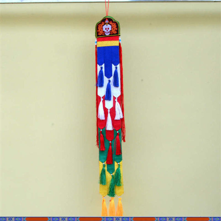 Flor de loto Ocho símbolos auspiciosos Meditación Iluminación Borlas coloridas Arte de pared