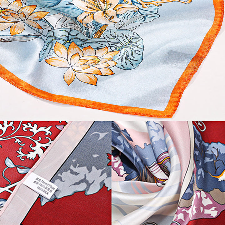 Buddha Stones escena pastoral globo aerostático flor de primavera 100% seda de morera cuello bufanda para el pelo - image 36