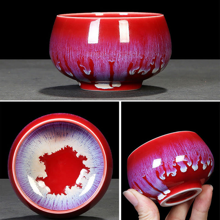 Taza de té de cerámica con cambio de horno de esmalte Jianzhan chino , Buddha Stones, taza de té Tenmoku Kung Fu