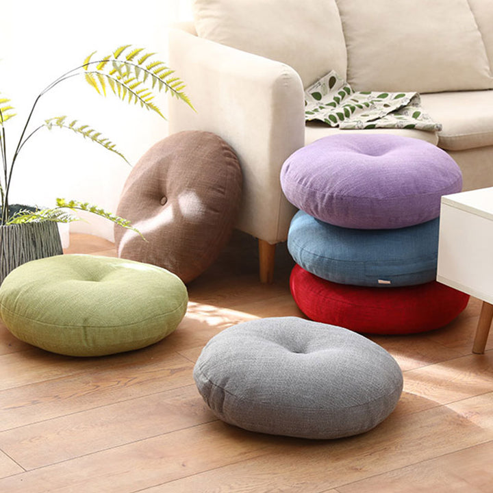 Cojín de asiento de meditación de lino con diseño Simple de loto, decoración para el hogar y la sala de estar - image 1