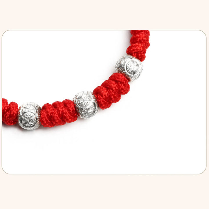 Pulsera para niños trenzada hecha a mano con Buddha Stones , Plata de Ley 925, nudo King Kong, hilo rojo multicolor - image 10
