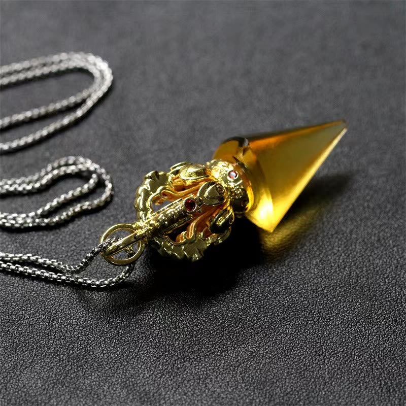 Buddha Stones tibetano Dorje Vajra 4 puntas Lotus Liuli cristal fuerza collar colgante - image 5