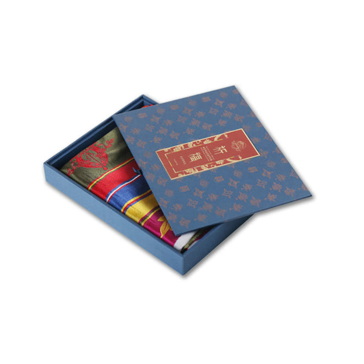 Bendición de la suerte tibetana, mantra de loto multicolor, decoración jacquard Khata - image 15